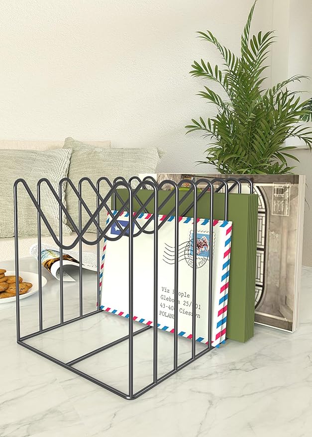 2 Sets Wire File Organizer for Desk,File Folder Holder/Rack/Stand,File Sorter Organizer,Desktop Record/Clipboard Holder,8 Sections Storage,Anti-Scratch/Rusty,Steel Stable Holder,Black