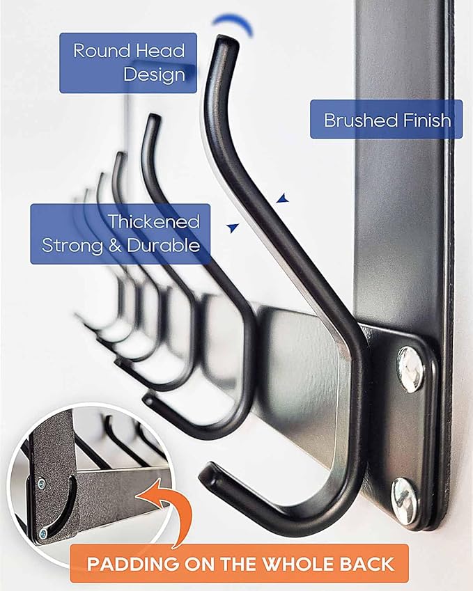 2Pack Foldable Over The Door Hanger, No Assembly Required Door Hanger Hook, Sturdy Over The Door Coat Rack, Over The Door Hooks for Hanging Clothes, Towels, Hats, Matte Black