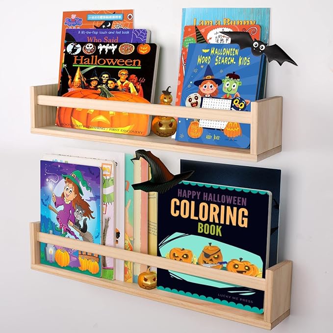 Gneric Floating Shelves for Wall, 23.6 inch Burlywood Nursery Book Shelves, Wall Shelves for Living Room Bedroom Decor,Kitchen Spice Rack,Bathroom Storage Rack(2 Pack)-NeatNest