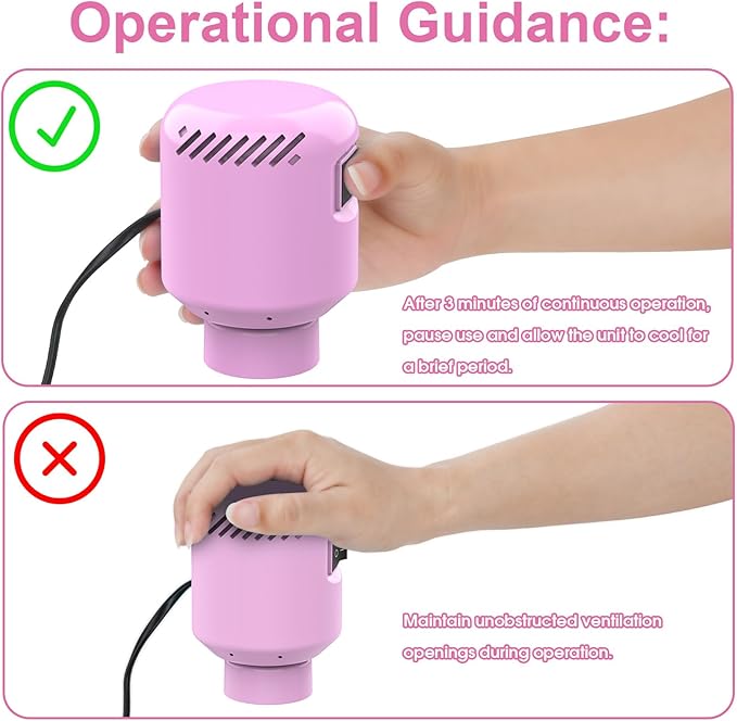 Electric Vacuum Pump for Storage Bags - 55W Fast Compression, Universal for Bags Under 1.5'', Auto Voltage 100V-240V, Portable Space Saver for Travel/Home, Pink-NeatNest