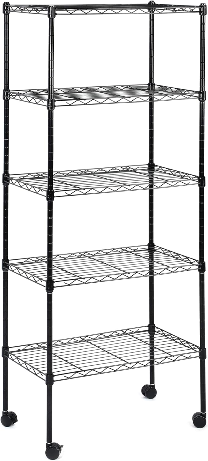 HealSmart Heavy Duty 5-Tier Shelving Unit, 21" W x 12" D x 54" H Wire Metal Stackable Storage, Chrome