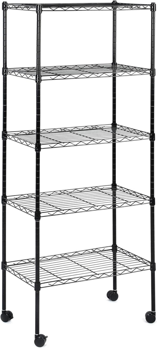 HealSmart Heavy Duty 5-Tier Shelving Unit, 21" W x 12" D x 54" H Wire Metal Stackable Storage, Chrome
