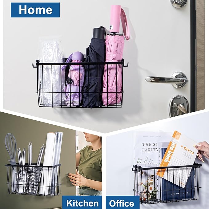 dedoot Magnetic Holder Locker 11"x 3.9"x 5.9" Strong Magnetic Black Mesh Holder Magnetic Basket Organizer Shelf Rack for Whiteboard,Fridge, Sponge, Recipe, Beverage,Refrigerator,Office File Foil-NeatNest