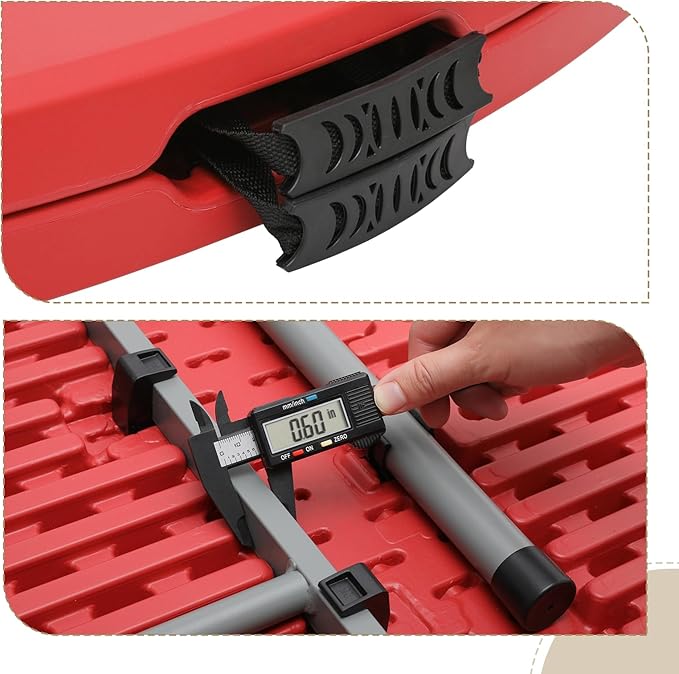 Athena Collection 5 ft Plastic Folding Dining Table, Large Foldable Round Card Table Portable with Carry Handle Heavy Duty Fold-in-Half for Indoor Outdoor Party Camping, Red-NeatNest