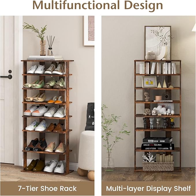 Tangkula 8-Tier Vertical Shoe Rack, Space-Saving Corner Shoe Organizer for 14 Pairs, Narrow Shoe Storage for Entryway, Front Door, or Closet-NeatNest
