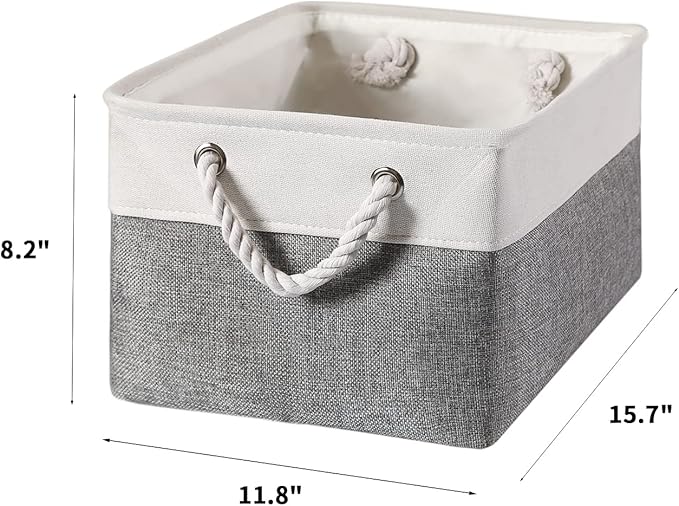 combocube 15.7 x 11.8 x 8.2 Inch Fabric Storage Bins for Shelves, Linen Storage Organizer Storage Basket with Ropes for Laundry, Home, Closet, Office, Clothes, Toys Organizer-NeatNest