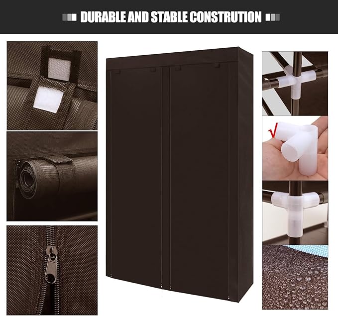 ERONE Shoe Rack Storage Organize, 28 Pairs Portable Double Row with Nonwoven Fabric Cover Shoe Shelf Cabinet for Closet-NeatNest