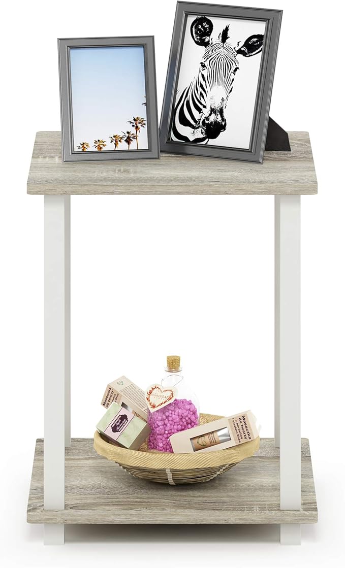 Furinno Simplistic Set of 2 End Table, Sonoma Oak/White-NeatNest