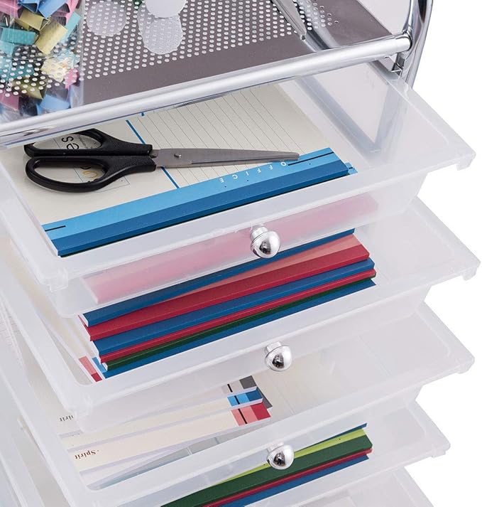 Giantex 10 Drawer Rolling Storage Cart Scrapbook Paper Office School Organizer (Clear)