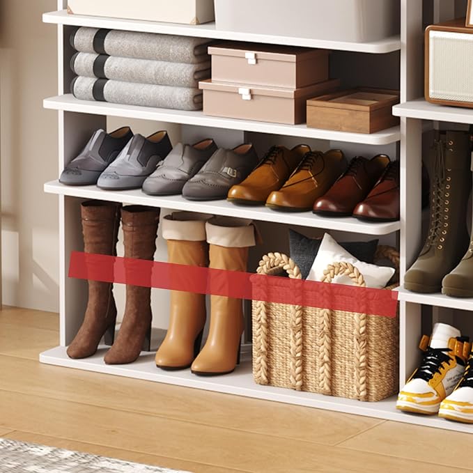 HOMEFORT 10 Tiers Shoe Rack, 50 Pairs Large Shoe Shelf, 61.8" Tall Shoe Tower, Freestanding Shoe Rack Organizer with Open Shelves, Wood Shoe Stand for Boot Storage, for Closet, Entryway, White-NeatNest