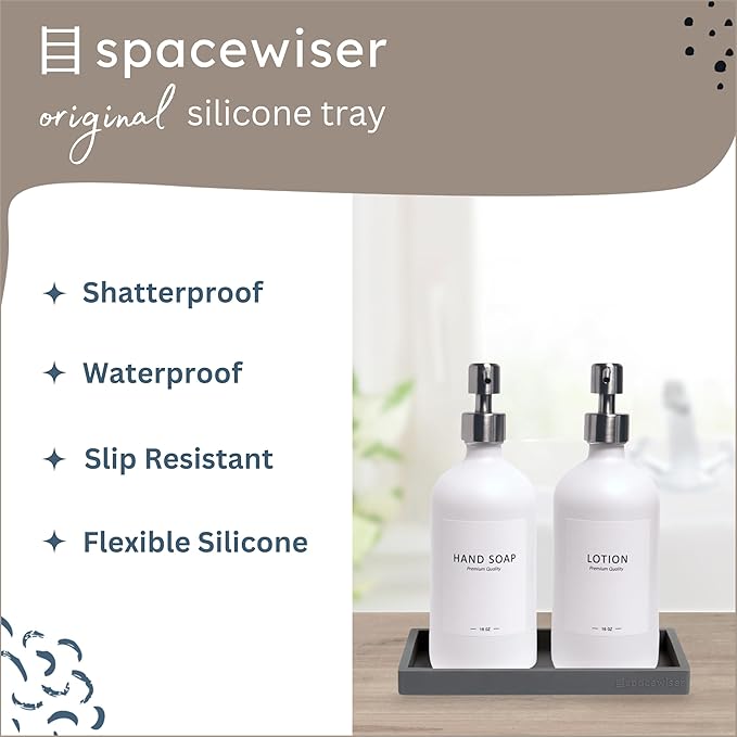 Countertop and Vanity Tray - 2 PC Small 7.7" Silicone Bathroom Trays, Kitchen Soap Tray, Dish Sponge Soap Holder Kitchen Sink Organizer Caddy, Bathroom Counter Trays for Lotion Dispenser-NeatNest