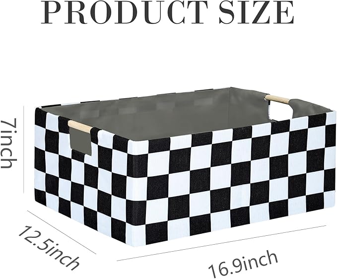 Checkered Storage Basket Room Decor Gifts Basket Foldable Nursey Box Kids Hamper Storage Cube for Women Closet Organizer Boys Car Toys Bins with Handles-NeatNest