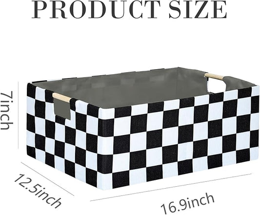 Checkered Storage Basket Room Decor Gifts Basket Foldable Nursey Box Kids Hamper Storage Cube for Women Closet Organizer Boys Car Toys Bins with Handles-NeatNest