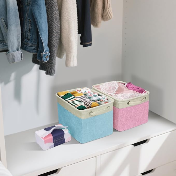 BALEINE 1 Pack Fabric Storage Bins for Shelves, Linen Storage Baskets for Organizing, Decorative Closet Bins for Clothes, Home (Black, 12"x8"x8")-NeatNest