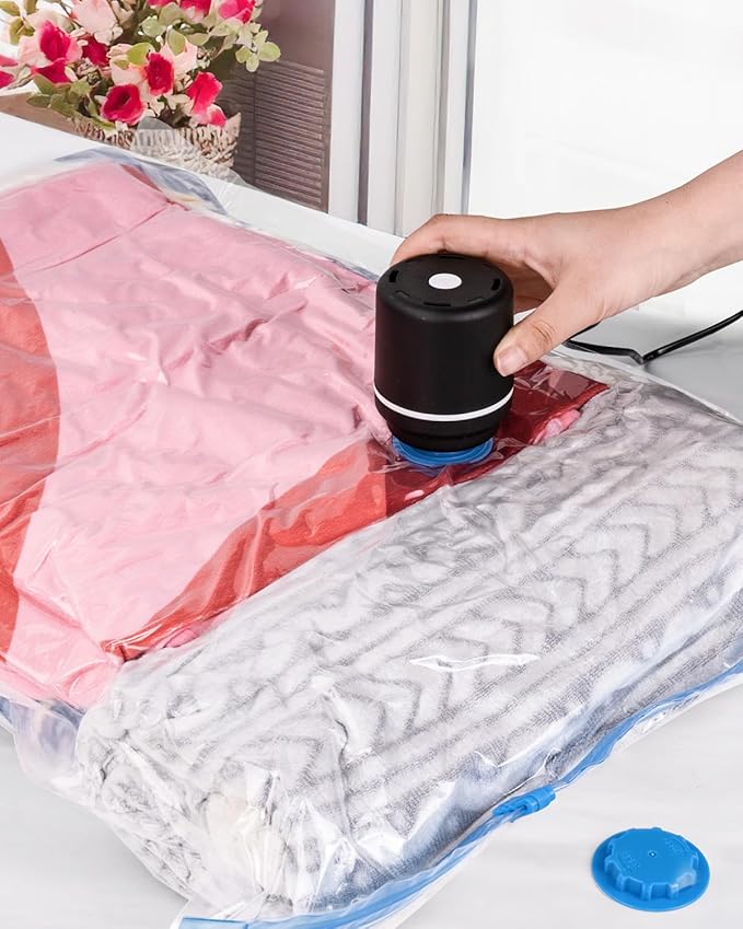 Vacuum Storage Bags 12 Pack - Vacuum Sealed Space Saver Bags for Travel with 1 Electric Pump (3 Jumbo/3 Large/3 Medium/3 Small)-NeatNest