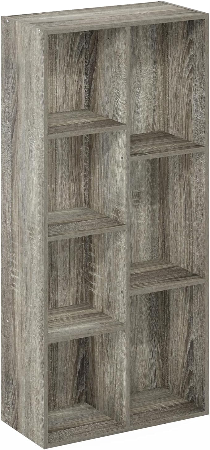 Furinno Luder 7-Cube Reversible Open Shelf, French Oak-NeatNest