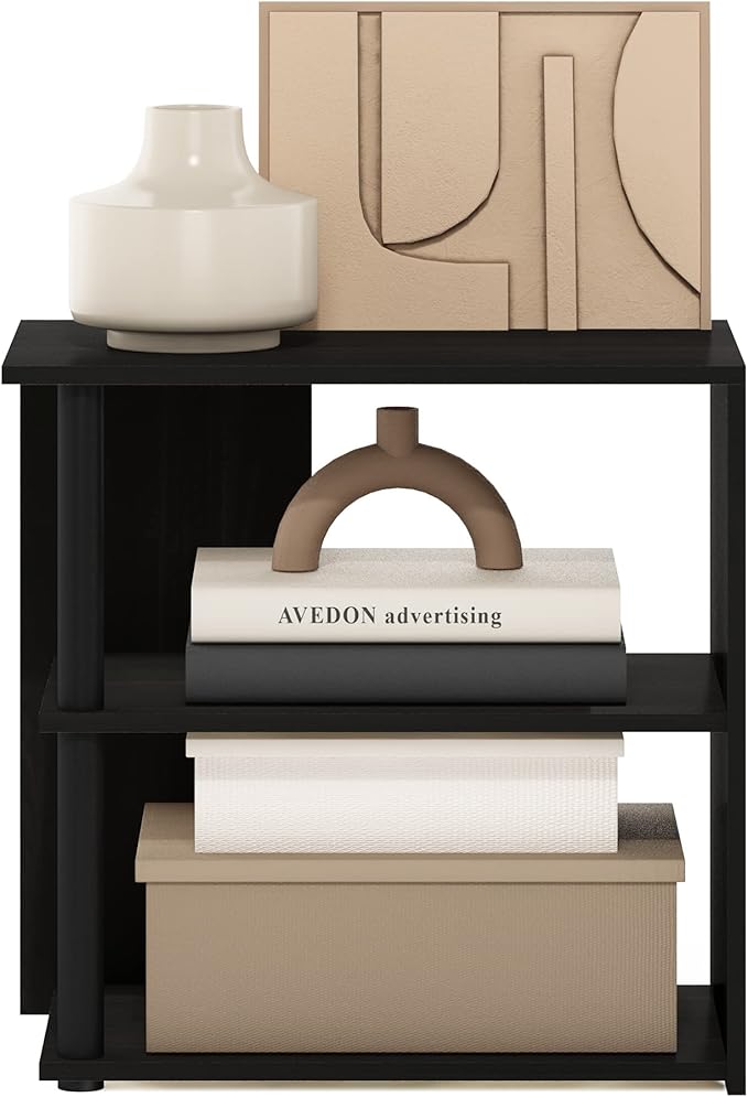 Furinno Romain 2-Tier End Table, Espresso/Black-NeatNest