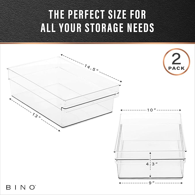 BINO | Plastic Storage Bins, X-Large | THE HANDLER COLLECTION | Multipurpose Organizer Bins | Kitchen Pantry Organizers and Storage | Clear Containers for Organizing Home | Freezer Organizer-NeatNest