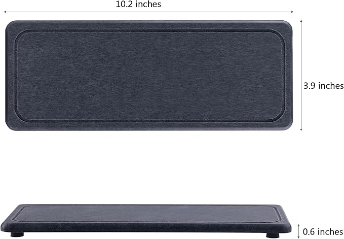 2 Pcs Water Absorbing Stone Trays, Kitchen/Bathroom Sink Soap Dish, Diatomite Tray Used for Hand Soap & Cosmetic Bottles in The Modern Home, 4" W x 10.2" L, Dark Gray-NeatNest