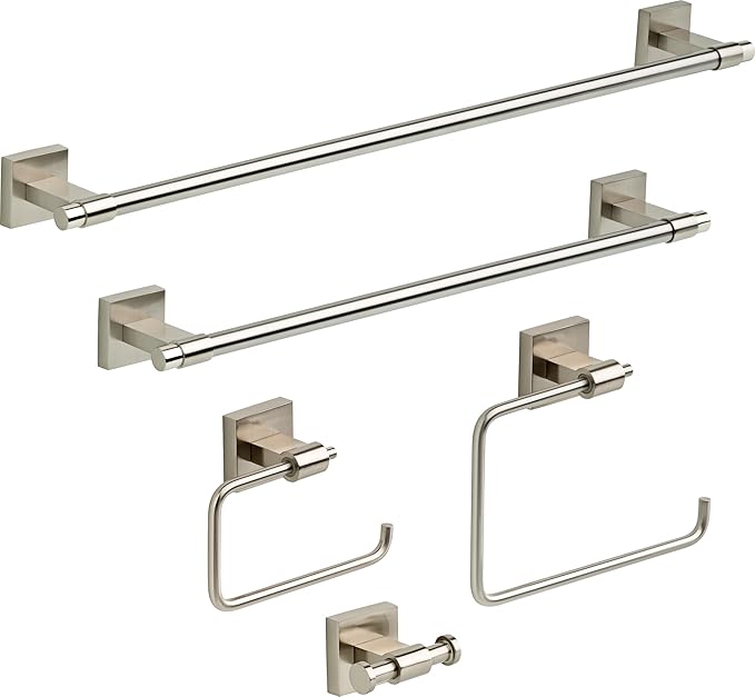 Franklin Brass Maxted (1-Pack) Hand Towel Holder Satin Nickel Towel Racks for Bathroom Wall Square Towel Ring Holder for Bath Towel Hanger for Kitchen, Bathroom Accessories MAX46-SN
