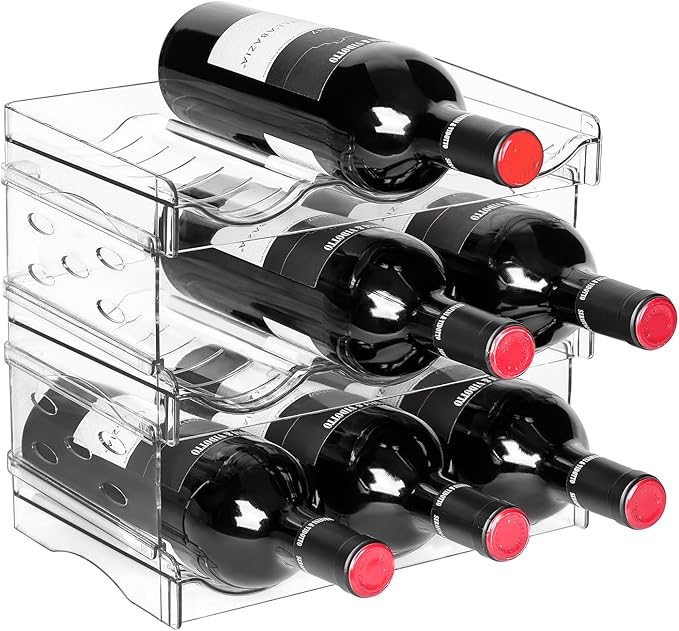 BoxedHome Plastic Water Bottle Organizer and Wine Rack Storage Holder for Inside Cabinet, Kitchen Countertop, Table Top, Pantry, Bars, Cabinets, Fridge - Clear (3 Tier 9 Containers)-NeatNest
