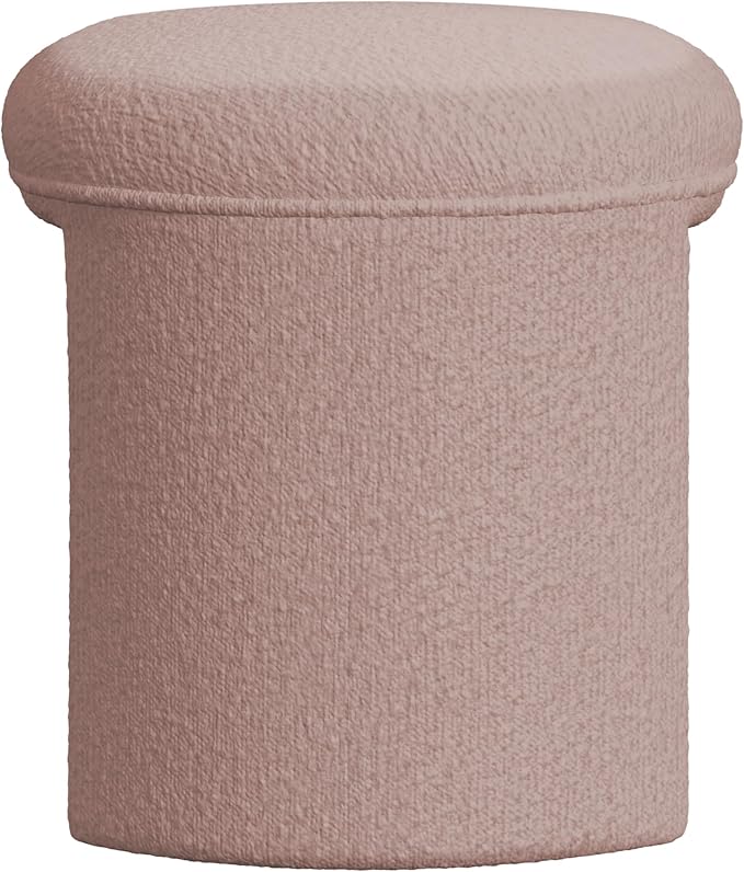 HomePop Quinn Modern Ottoman Home Décor|Ottoman for Living Room & Bedroom - Pink Boucle