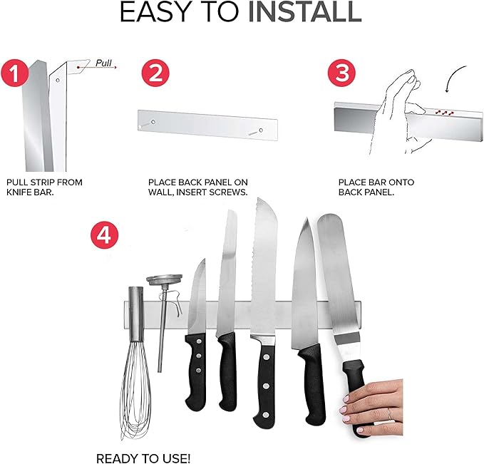 14 Inch Stainless Steel Magnetic Knife Bar - Use as Knife Holder, Knife Rack, Knife Strip, Kitchen Utensil Holder and Tool Holder-NeatNest