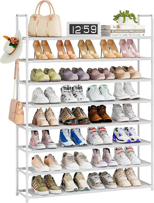 8 Tier Shoe Rack Organizer Large Shoe Storage Rack for Closet Entryway Shoe Holder Space Saving Shoe Shelf Shoe Stand Tall Shoe Tower Metal Shoe Rack Holds up to 32-40 Pairs of Shoes-NeatNest