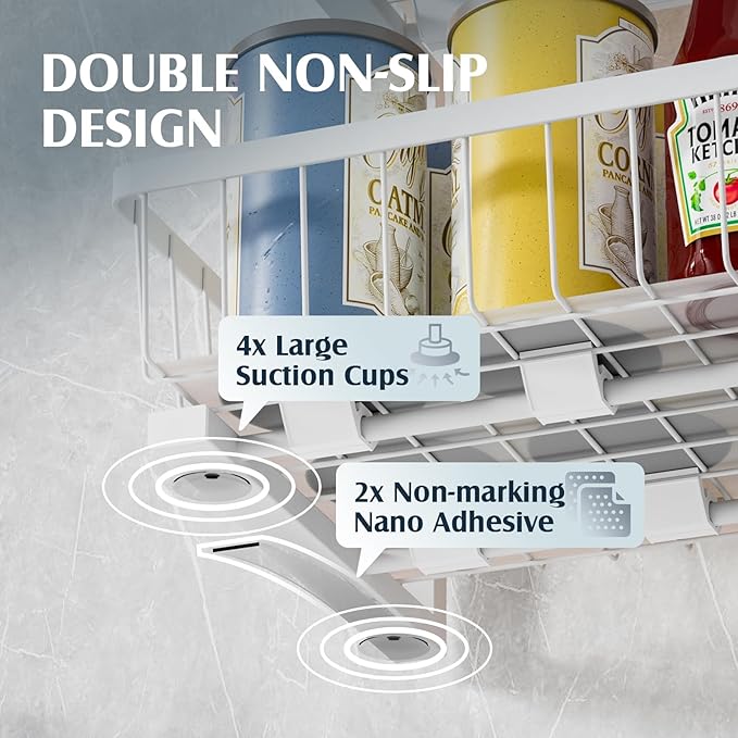 2 Pack Under Sink Organizers and Storage, Height Adjustable Cabinet Organizer Pull Out Drawer, 2 Tier Metal Under Kitchen Bathroom Sink Organizer, White, VF-JT01-WH-NeatNest