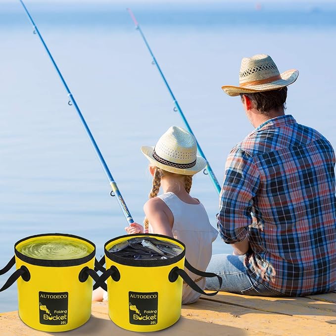AUTODECO Collapsible Bucket 5 Gallon Container Folding Water Bucket Portable Wash Basin