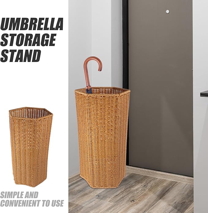 Ciieeo Woven Umbrella Stands for Entryway, Wicker Umbrella Holder Freestanding Cane Stand Decorative Umbrella Rack Tall Flower Basket for Home Laundry Bathroom-NeatNest