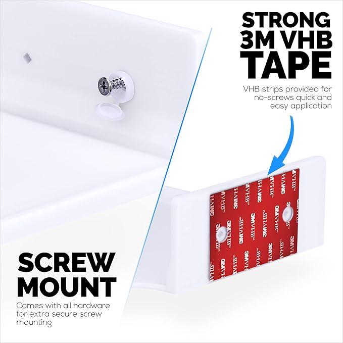 BRAINWAVZ 6.5" Corner Shelf Mount for Speakers, Cameras, Baby Monitors, Plants, Books Electronics, Collectibles & More, Adhesive & Screw in Floating Shelves (White)-NeatNest