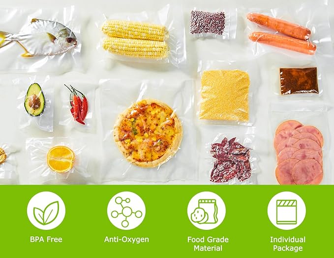 Bonsenkitchen Precut Vacuum Sealer Bags, 20 Gallon 11" x 16"+ 80 Quart 8" x 12"+ 50 Pint 6" x 10", Commercial Grade, BPA Free, Food Sealer Bags for Vac Storage, Meal Prep or Sous Vide Cooking, VB15-NeatNest