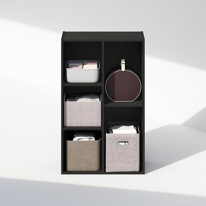 Furinno Reed 5-Cube Open Shelf Multipurpose Closet & Clothing Storage, Storage Organizer, Blackwood-NeatNest