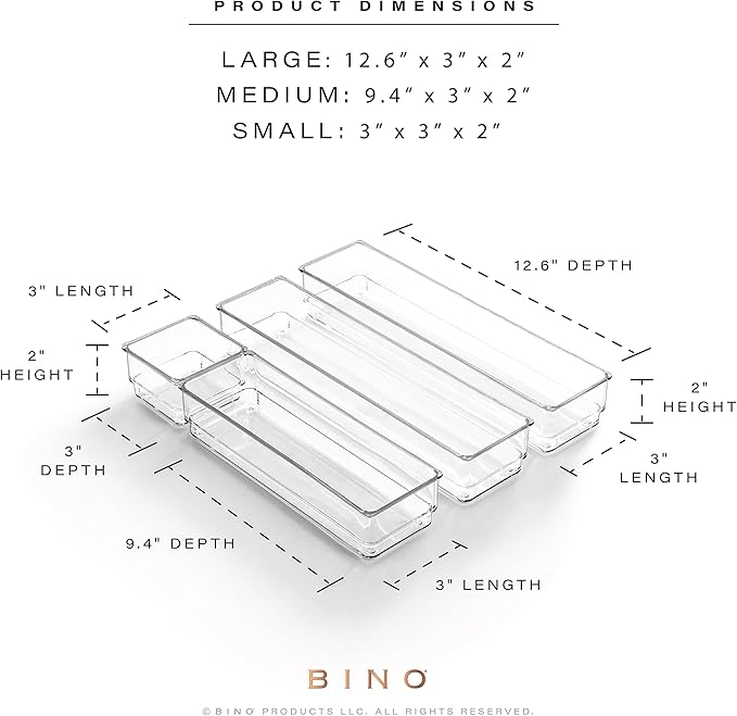Bino 4-Piece Drawer Bin Set | THE MODULAR | Bathroom & Desk Drawer Organizer Bins - Large-NeatNest