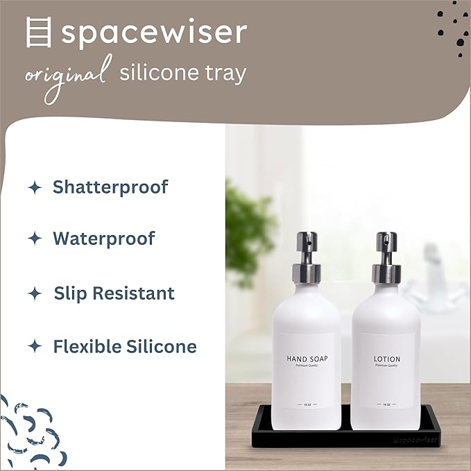 Countertop and Vanity Tray - 2 PC Small 7.7" Silicone Bathroom Trays, Kitchen Soap Tray, Dish Sponge Soap Holder Kitchen Sink Organizer Caddy, Bathroom Counter Trays for Lotion Dispenser-NeatNest