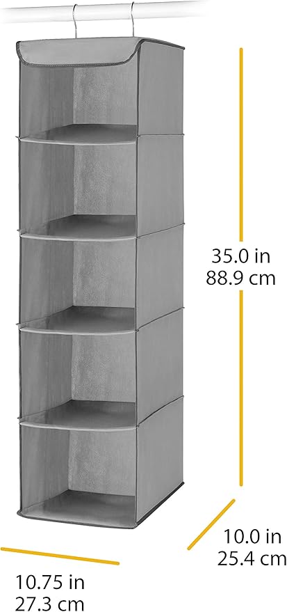 Whitmor 5 Section Closet Organizer - Hanging Shelves with Sturdy Metal Frame-NeatNest
