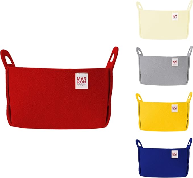Collapsible Red Felt Storage Bin Small 7.1"x5.1"x5.1" – Foldable Basket with Handles for Closet, Toy Storage, Laundry Room Organization, Decorative Storage Baskets for Shelves, Nursery Storage-NeatNest