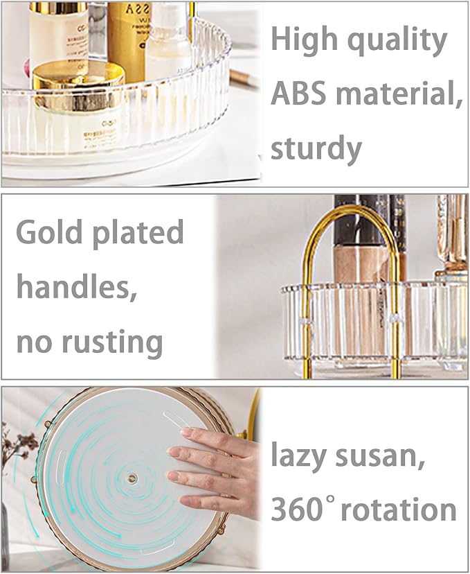 Rotating Makeup Organizer for Vanity, High-Capacity Skincare Clear Make Up Storage Perfume Organizers Cosmetic Dresser Organizer Countertop 360 Spinning (Clear, 2 Tier)-NeatNest