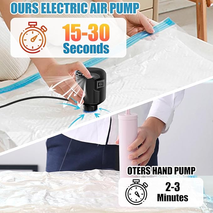 20 Pack Vacuum Seal Bags for Clothing with Electric Air Pump, Space Saver Vacuum Storage Bag for Clothes, Mattress, Blanket, Duvets, Pillows(4 Jumbo/4 Large/4 Medium/4 Small/4 Roll Up Bags)-NeatNest