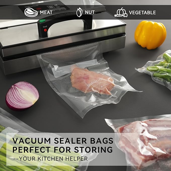 11" x 16" Precut Vacuum Sealer Bags, 100 Count, Includes 5 Liquid Block Bags & 5 Bone Guard Pieces, Heavy Duty for Food Storage, Sous Vide & Meal Prep, Wevac Core-NeatNest