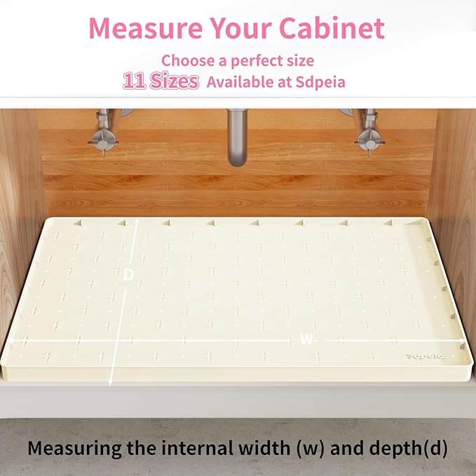 Sdpeia Under Sink Mat for [22" x 14"] Cabinet, Upgraded Silicone Waterproof Mat Kitchen Cabinet Liner Cabinet Protector Kitchen Organizers and Storage-NeatNest