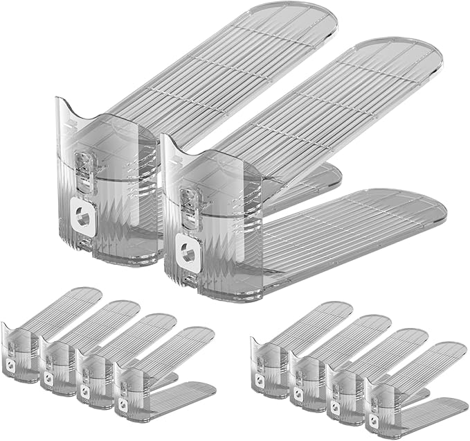 CiBiZi Clear Shoe Slots Organizers 10Pack Shoe Stacker Organizer for Closet Shoe Stackers for a Pair of Shoes Shoe Display Shelf Shoe Rack Holders Space Saver Organizador de Zapatos (Grey)-NeatNest