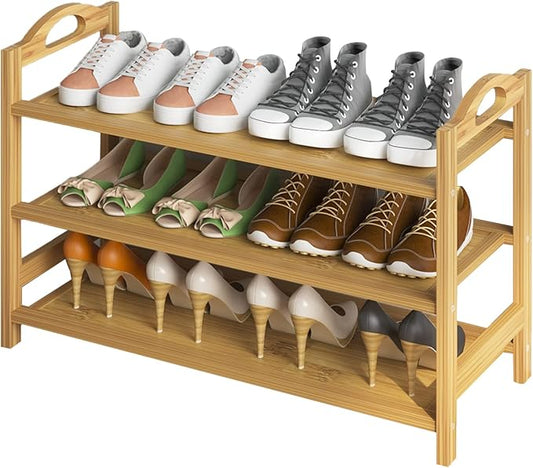 UDEAR Bamboo Shoe Rack 3-Tier Shoe Storage Organizer Entryway Shoe Shelf-NeatNest