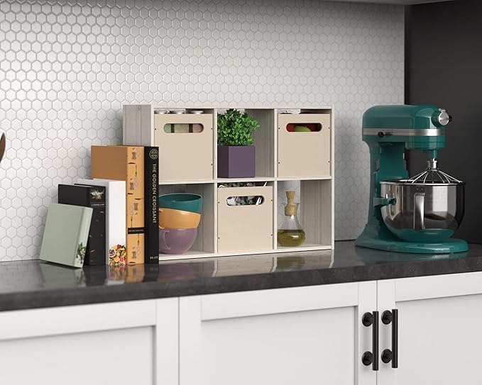 ClosetMaid 5430 Mini 6-Cube Desktop or Wall Mount Organizer, Bleached Walnut-NeatNest