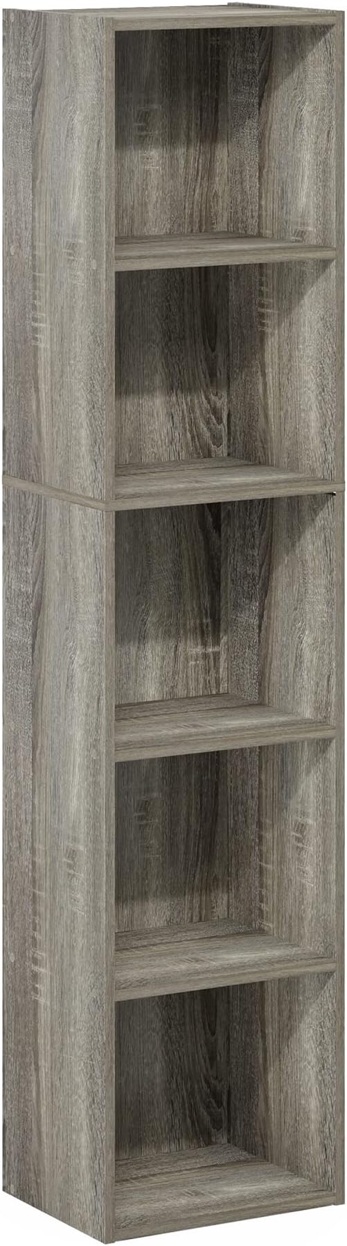 Furinno Luder Bookcase / Book / Storage, 5-Tier Cube, French Oak-NeatNest