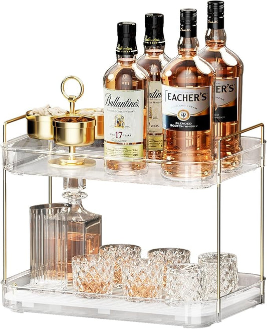 Seoneiro Whiskey Tray, Glass Cup Rack, Mug Holder, Coffee Cup Organizer, Bathroom Countertop Organizer with Drain Board Wine Glass Decorative, Food Tray, Kitchen Spice Rack