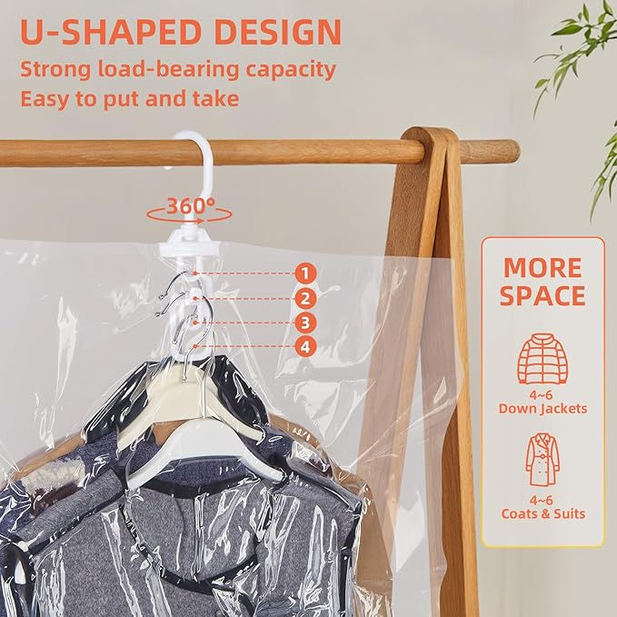 AGPTEK 6-Pack Hanging Vacuum Storage Bags for Clothes, Suits, Dresses & Jackets (3 Jumbo,3 Large) with Electric Pump - Space Saver Closet Organizer, Travel & Moving Supplies, Heavy Duty PA+PE-NeatNest