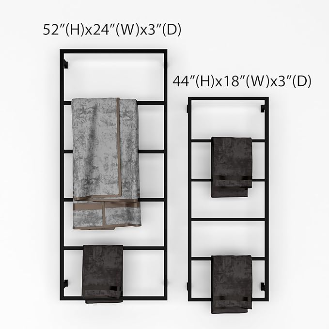Elegant Wall Mounted 6 Tier Towel Holder, Rust-Resistant, Space-Saving Towel Rack for Effortless Drying, Perfect for Modern Farmhouse Bathroom, Kitchen Decor (44"(H) x 18"(W) x 3"(D))