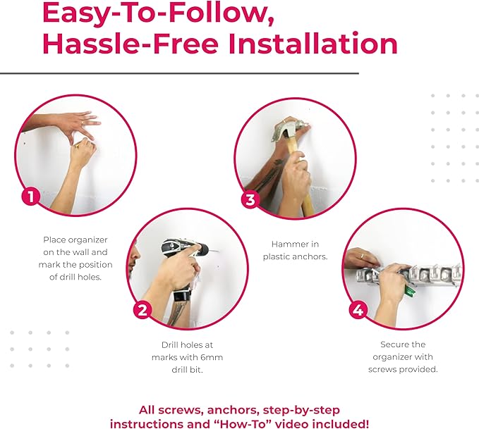EXTRA GRIP Mop & Broom Holder Wall Mount - Wall Hanging Garden Tool & Utility Closet Organizer, Mop & Broom Hook, Broom Hanger Wall Mount, Mop Broom Organizer, Wall Mounted Broom Rack Mop Storage-NeatNest